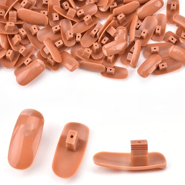 MEKK 200PCS Replacement Refill Nail Tips False Nail Tips for Nail Training Hand False Nail Tips for Practice Hand Refill Nail Tips for Nail Training Hand DIY Nails(Brown)