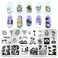 WOKOTO 6Pcs Beach Nail Stamping Kit Seaside Holiday Nail Stamping Plates For Nails Summer Nail Art Stamps Plates Palm Tree Boat Fish Flower Nail Stamp Plates For Nails Designs Stamps For Nail Art