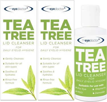 The Eye Doctor Tea Tree Lid Cleanser Twin Pack - 2X 100ml &ndash; Daily Hygiene Remove Debris &amp; Make-up Eyelid Eyelashes &ndash; Suitable for Sensitive Eyes &ndash; Tea Tree Oil Argan Oil Coconut Oil &amp; Micellar Water