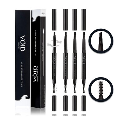 Instant Beard Filler Pen Kit for Men (Dark Brown, Set of 4) - Full Beards Waterproof Pencil Liner and Easy Beard Filling