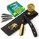 The Cambridge Cutthroat&reg; Cut Throat Razor Kit with Travel Pouch - Black &amp; Gold Stainless Steel Professional Barber Single Straight Edge for Men - Moustache Shaver &amp; Beard Shaper