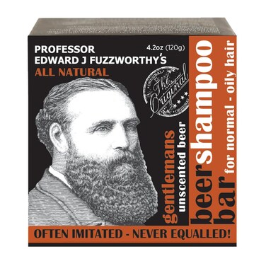 Professor Fuzzworthy's Gentlemans Beer Shampoo Bar for Men   Normal, Dry, Oily Hair   Unscented with All Natural Conditioning Oils From Tasmania Australia