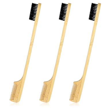 Edge Control Brush, 3 PCS Edge Brush Sturdy Mustache Brush for Men 2-in-1 Edge Hair Brush Comb Styling Gentle Care Tools Compact Curling Accessories for Curly Hair