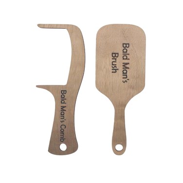2pcs Bald Man's Comb, Bald Man Joke Hairbrush Bald Mans Comb and Brush Hairless Combing Funny Bald Man Wooden Grooming Tool Gag Gift for Bald Man Father Dad