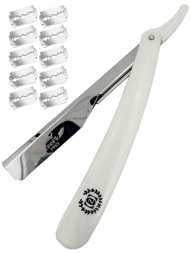 Razors For Men Shave Straight Razor Shaving Rasierer Rasurar Cuchilla Maquina RED + 10 Blades Disposable (White)