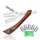 Straight Razor for Men, Professional Barber Wooden Single Edge Razor, Straight Blade Shaving Beard, Stainless Steel L Shape Cutthroat 5 Blades