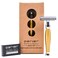 Parker 48R Heavyweight 3-Piece Double Edge Razor &ndash; Matte Gold Finish with 5 Premium Platinum Double Edge Razor Blades - Delivers a Barber Shop Quality Shave