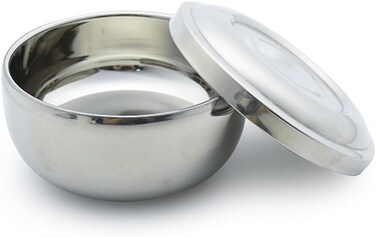 lasenersm 1 Piece Stainless Steel Shaving Soap Bowl with Lid Shaving Soap Mug Bowl Shaving Bowl Shaving Foam Bowl Shaving Cream Bowl For Men, 4.33 x 2.16 Inches, Silver