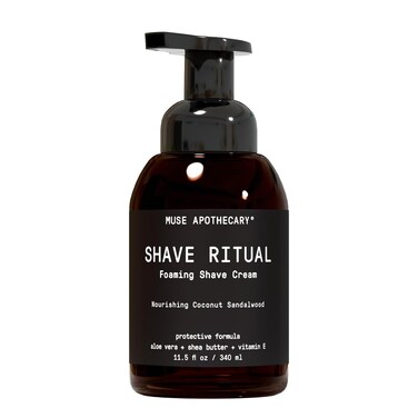 Muse Apothecary Foaming Shave Ritual - Natural Shaving Cream Sensitive Skin - Womens Shaving Cream Mens Shave Cream - Protective Formula Aloe Vera + Shea Butter + Vitamin E - Coconut Sandalwood 11.5oz