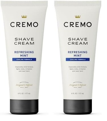 Cremo Barber Grade Cooling Shave Cream, Astonishingly Superior Ultra-Slick Shaving Cream for Men, Fights Nicks, Cuts and Razor Burn, 6 Fl Oz (Pack of 2)