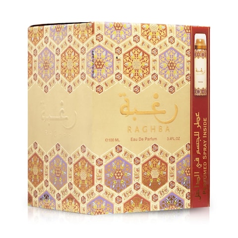 Lattafa Raghba 2-piece Set for Unisex (3.4 Oz Eau de Parfum Spray + 1.7 Oz Perfumed Deodorant Spray)