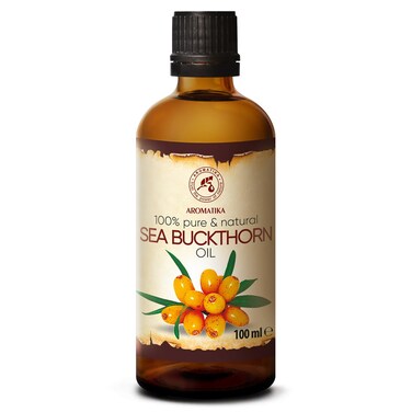 AROMATIKA Sea Buckthorn Oil 3.4 Fl Oz - Pure &amp; Natural - Hippophae Rhamnoides - Carrier Oil for Essential Oils - Base Oil for Nails - Hair - Face &amp; Body Care