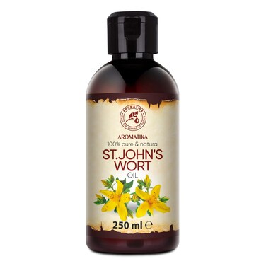 AROMATIKA St Johns Wort Oil 8.5 Fl Oz (250ml) - Hypericum Perforatum - 100% Pure &amp; Natural - St. John's Wort Oil for Intensive Care Face - Body - Skin - Hair - Massage - Great w/Essential Oil