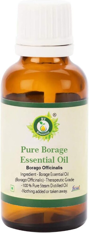 R V Essential Pure Borage Essential Oil 15ml (0.507oz)- Borago Officinalis (100% Pure and Natural Therapeutic Grade)