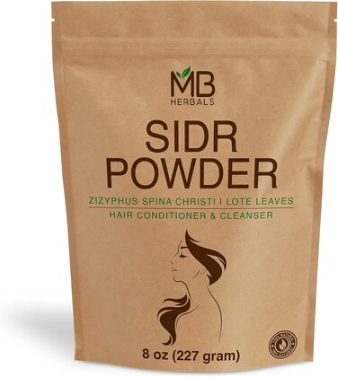 MB Herbals Sidr Powder 8 oz / 0.5 Pound (227 Gram)   WildCrafted   Seder Lote Leaves   Ziziphus Spina Christi   Natural Hair Conditioner &amp; Cleanser   Sidr 99.5%, Neem 0.5%