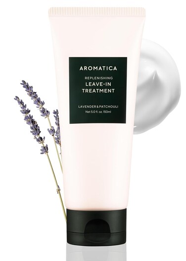 AROMATICA REPLENISHING LEAVE-IN TREATMENT LAVENDER &amp; PATCHOULI 5.0fl oz/150ml - Silicone-Free Leave In Conditioner for Damaged Hair &amp; Heat Protection, No-Rinse Formula