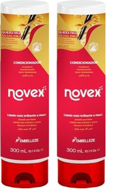 NOVEX Brazilian Keratin Conditioner, 10.14 oz. - Reconstructive Keratin, Frizz control &amp; Damage Repair (Pack of 2)