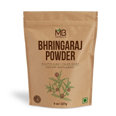 MB Herbals Bhringraj Powder, 227g   8 oz   0.5 LB   100% Pure Eclipta alba   Hair Growth, Brown - Packing May Vary