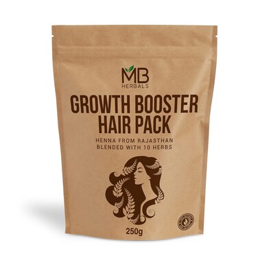 MB Herbals Growth Booster Hair Pack   Blend of Henna Shikakai Amla Brahmi Bhringraj Aloe Vera Neem Hibiscus Curry Leaves Fenugreek &amp; Kapoor Kachri Powders for Hair Growth   8.8 oz / 250g Pack