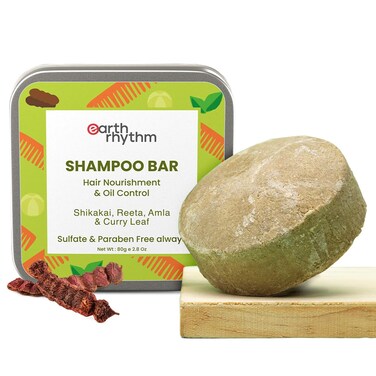 Shikakai Shampoo Bar for Hairfall   Contains Shikakai, Curry Leaf, Reeta &amp; Amla Extracts   Men &amp; Women   Sulphate &amp; Paraben Free (Tin Packaging) - 80 gm