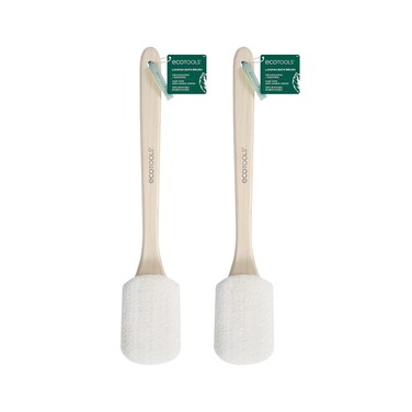 EcoTools Loofah Bath Brush, Back Brush for Bath &amp; Shower, Made with Long Handle &amp; Natural Loofah Material for Exfoliation, Shower Brush for Men &amp; Women, Eco-Friendly &amp; Cruelty-Free, 2 Count