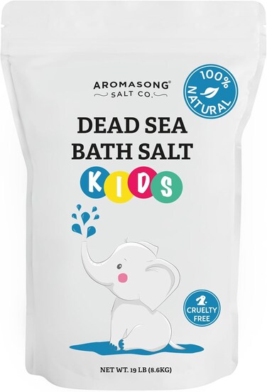 Aromasong Dead Sea Salt for Kids Bath Soak, 19 Lbs. Fine Grain Large Bulk resealable Pack, 100% Pure &amp; Natural.