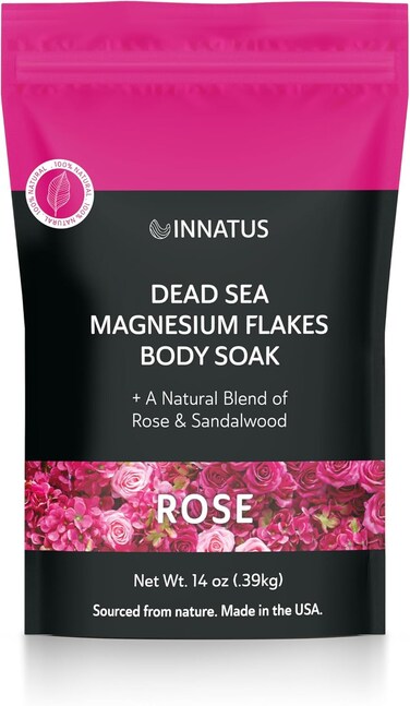 Pure Dead Sea Magnesium Flakes Clarity Soak &ndash; Relaxing &amp; Replenishing 14oz Bath Soak &ndash; Infused with Infused with Natural Oils for Muscle Recovery (Rose)