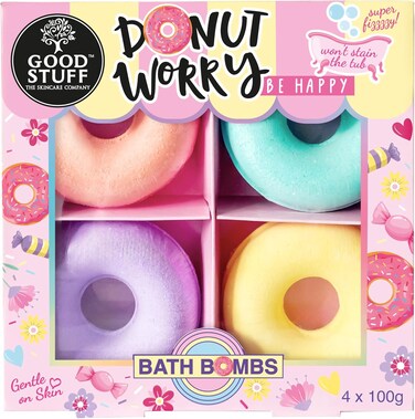 Good Stuff Donut Worry Bath Bomb Gift Set with 4x3.5 Oz Donut Bath Bombs