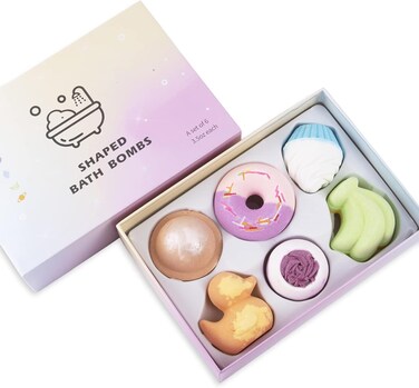 6 Pack of Lovely Shapes Bath Bombs, Nice Scents and Rich Bubble, Birthday Christmas Gifts for Kids, Boys and Girls