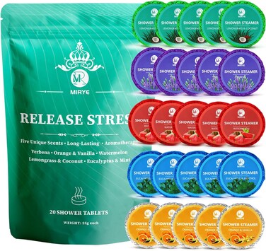Shower Steamers Aromatherapy, 20-Pack Shower Bombs with Natural Essential Oils, Stress Relief Self Care Birthday Gifts for Women, Men, Mothers Day Gifts for Mom, Her, Travel Essentials