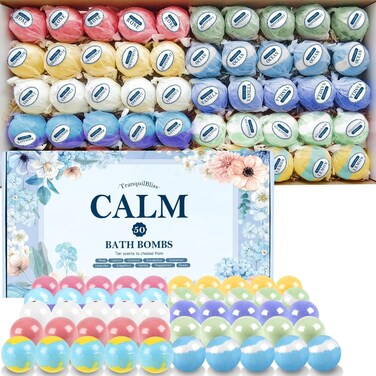 Bath Bombs Set with 10 Rich Scents, 50 PCS Bath Bombs for Women, Natural Bubble Bath Bombs with Shea Butter &amp; Safe Oil, Ideal for Christmas, Birthday, Valentine's Day Present Giving