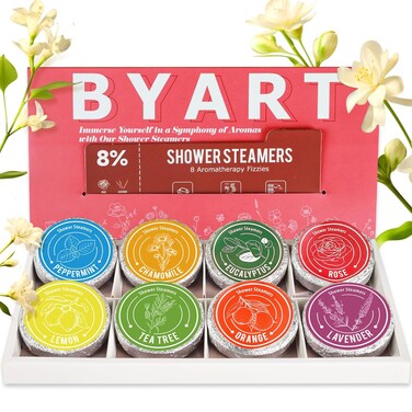 Shower Steamers Aromatherapy, 8% Natural Essential Oils, Women/Men Spa Steamer, Lingering Intense Aroma, Soothing Stress Relief, Body&amp;Soul Relaxing Bath Bombs, Stocking Stuffer for Friend/Family