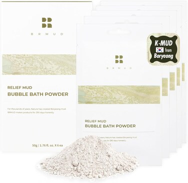 Relief Mud Bubble Bath Powder   Hypoallergenic Mud Powder Bubble Bath w/ 98% Nature-Derived Ingredients   Moisturizing &amp; Foaming Bubble Bath Oil Control for All Skin Types (Pack of 6, 1.76 oz)