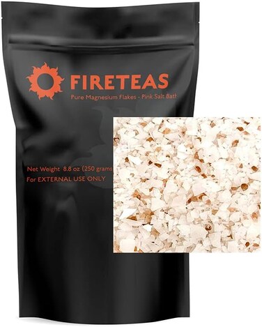FIRETEAS - Pure Magnesium Flakes Bath Therapy - Pink Himalayan Salt, Natural Soak for Relaxation &amp; Sleep,