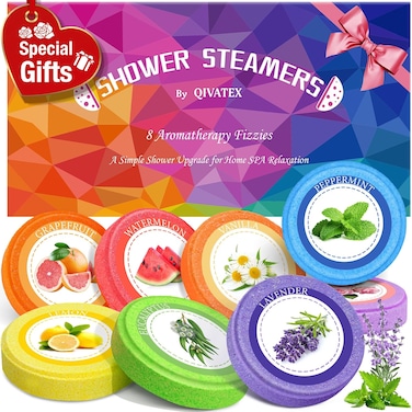 Shower Steamers Aromatherapy, Birthday Gifts for Women, Natural Essential Oil Home SPA Self Care Stress Relief Shower Bombs, Easter Basket Stuffers, Mothers Day Gifts for Mom, Her, Teen Girls (8 Pack)