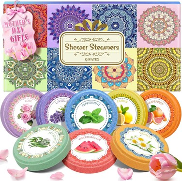 Shower Steamers Aromatherapy, Birthday Gifts for Women, Easter Basket Stuffers, SPA Relaxation Stress Relief Shower Bombs, Bath Bombs, Cosmetic Bath Salts, Mothers Day Gifts for Mom Her Teen (8 Pack)