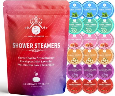 Shower Steamers Aromatherapy, 18-Pack Shower Bombs Easter Basket Stuffers Gifts for Her Wife, Organic Eucalyptus Mint Rose Lavender Chamomile Watermelon Essential Oil, Birthday Gifts for Women