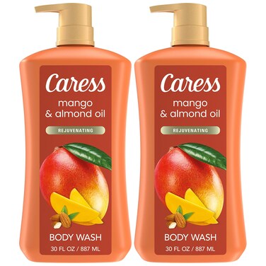 Caress Body Wash, Mango &amp; Almond Oil 2-Pack &ndash; Moisturizing Body Wash for Smooth &amp; Rejuvenated Skin, Body Soap Liquid, 30 Fl Oz Ea