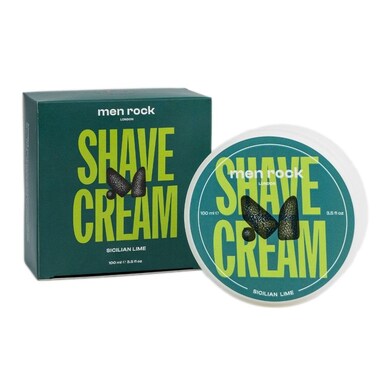 Men Rock Sicilian Lime Shave Cream for Wet Shaving, Deeply Hydrates and Nourishes Skin, Zesty Sicilian Lime and Black Pepper Fragrance 100ml