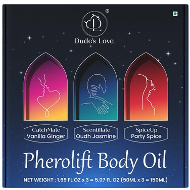 Dude's Love Pherolift Scented Shower Body Oil - 3 Unique Longlasting Fragrance Nourishing OIl   Light &amp; Non-Greasy   Pack of 3-5.07 FL Oz (150ML)