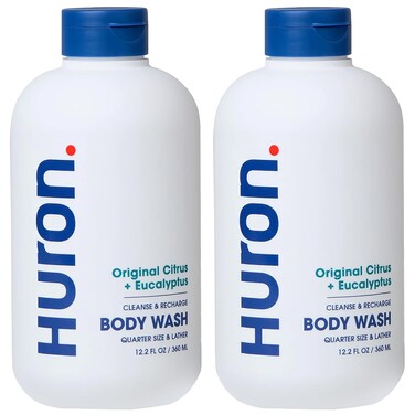 Huron Men's Moisturizing Body Wash - Crisp Citrus, Eucalyptus, Mint &amp; Aromatic Greens Scent, 12.2 fl oz (2 Pack)