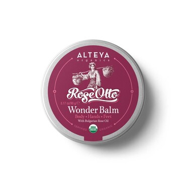 Alteya Organics Wonder Balm Rose 3 Oz/90g - USDA Certified Organic Pure Natural Treatment for Body, Hands and Feet - Based Bulgarian Rose Otto Essential Oil
