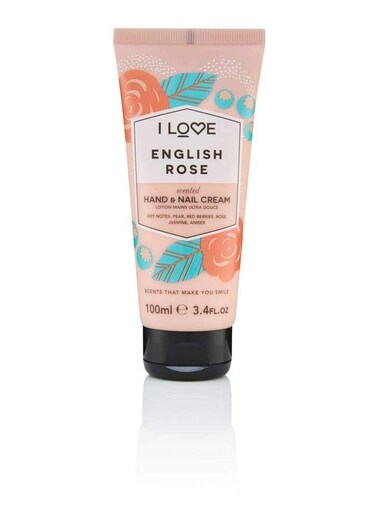 I Love English Rose Scented Hand and Nail Cream - Hand Cream for Dry Hands - Vitamin E, Coconut Oil, and Shea Butter - Silicone Free - 3.4 oz