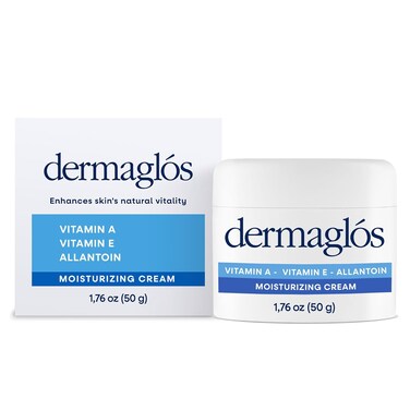 Dermaglos Moisturizing Cream, Advanced Skin Hydration with Extra Vitamin A, Vitamin E &amp; Allantoin &ndash; Tattoo, Stretch Mark &amp; Scar Cream - Protective and Regenerating Formula for All Skin Types, 1.76 oz