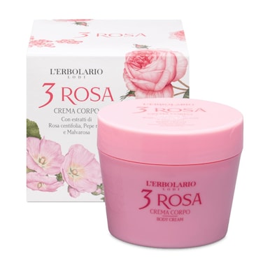 L&rsquo;Erbolario 3 Rosa Body Cream - Nourishing, Moisturizing Cream for Dry Skin - Rose Extract and Hydrating Vitamin E - Fresh Rose Fragrance - 6.7 oz