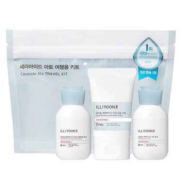 ILLIYOON Ceramide Ato Travel Kit Includes Cream, Lotion &amp; Bodywash 3 pcs, Gift Set, Kit for Christmas and Birthday