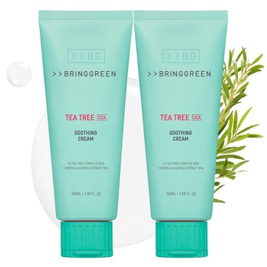 BRING GREEN Tea Tree Cica Soothing Cream Plus 100ml Korean Skin care (Pack of 2)