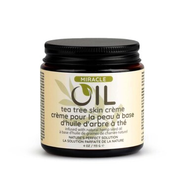 Earthly Body Miracle Oil Tea Tree Creme, 4 oz. - Tea Tree, Hemp Seed, Safflower &amp; Sunflower Seed Oils - Nourish &amp; Protect Skin, Smooth Rough Patches, Calm Irritation - 100% Vegan, Cruelty-Free