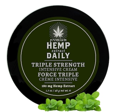 Premium Hemp Extract Daily Triple Strength Intensive Cream - Topical Rub with Essential Oils and Moisturizer - Vegan, Organic Ingredients - Classic Mint, 1.70 oz - Single