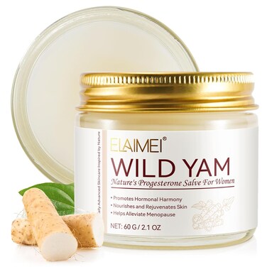 Wild Yam Cream, Organic Wild Yam Cream for Hormone Balance, Natural Nourishes Skincare, Alleviate Menstrual Discomfort, Rich in Vitamins, Alleviate Menopause-Related Issues In Women, 2.1 Oz